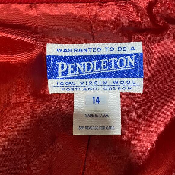 Vintage Pendleton Wool Blazer Single Breasted Button Down Pockets Red Womens 14 - Picture 9 of 12